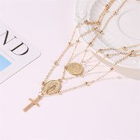 New Necklace Metal Three-layer Alphabet Christian Jesus Pendant Necklace Multilayer Cross Necklace Wholesale Nihaojewelry main image 5