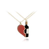 New Love Splicing Wine Bottle Necklace Cartoon Creative Love Red Wine Necklace Selling Wholesale Nihaojewelry main image 1