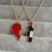New Love Splicing Wine Bottle Necklace Cartoon Creative Love Red Wine Necklace Selling Wholesale Nihaojewelry main image 3