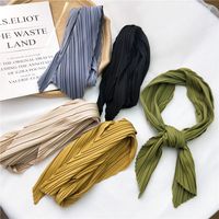 New Solid Color Single Layer Fold Small Scarf Spring And Autumn Summer Decoration Korean Long Small Scarf Wholesale Nihaojewelry main image 4
