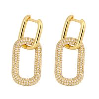 New Geometric Double Ring Lock Earrings Diamond Earrings Simple Retro Hip Hop Earrings  Wholesale Nihaojewelry sku image 7