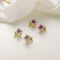 925 Silver Needle Purple Flower Earrings  French Enamel Glaze Daisy Flower  Cute Oil Drop Earrings Nihaojewelry Wholesale main image 3