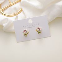 925 Silver Needle Purple Flower Earrings  French Enamel Glaze Daisy Flower  Cute Oil Drop Earrings Nihaojewelry Wholesale main image 5