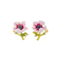 925 Silver Needle Purple Flower Earrings  French Enamel Glaze Daisy Flower  Cute Oil Drop Earrings Nihaojewelry Wholesale main image 6