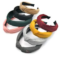 Korean Solid Color Wide-brimmed Knitted Headband Women Simple Hair Band Hairpin Knot Hairpin Hair Accessories main image 3