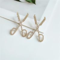 Fashion Rhinestone Scissors Earrings Women New Korean Diamond Earrings main image 3
