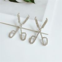 Fashion Rhinestone Scissors Earrings Women New Korean Diamond Earrings main image 4