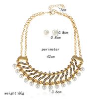 Fashion Handmade Pearl Alloy Necklace Clothing Accessories Exaggerated Necklace Earrings Set Nihaojewelry Wholesale main image 6