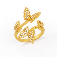 Hot Selling Copper Jewelry Butterfly Diamond Open Ring Women Fashion Zircon Rings Wholesale main image 1