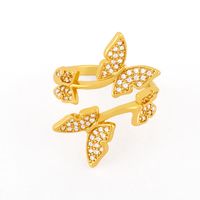 Hot Selling Copper Jewelry Butterfly Diamond Open Ring Women Fashion Zircon Rings Wholesale main image 3