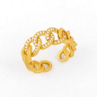 Fashion Hip-hop Ring Zircon Micro-inlaid Rings Women's Hollow Chain Ring Wholesale main image 1