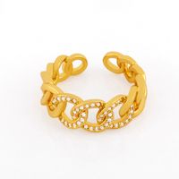 Fashion Hip-hop Ring Zircon Micro-inlaid Rings Women's Hollow Chain Ring Wholesale main image 3