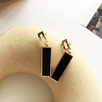Fashion New   Black Geometric Rectangular  Temperament Long  Earrings Nihaojewelry Wholesale main image 5