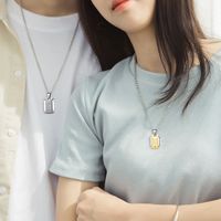 Hot Selling Personality Trend Square  Titanium Steel Couple Necklace Nihaojewelry Wholesale main image 6