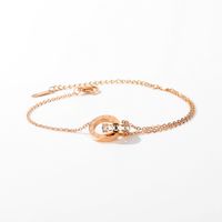 Koreanische Mode Titan Stahl Doppel Ring Mit Diamant Roman Digital Armband Weibliche Einfache Rose Gold Armband Armband Armband Schmuck main image 5