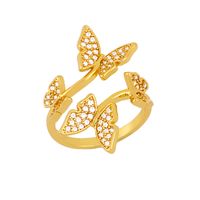 Hot Selling Copper Jewelry Butterfly Diamond Open Ring Women Fashion Zircon Rings Wholesale sku image 1