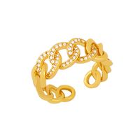 Fashion Hip-hop Ring Zircon Micro-inlaid Rings Women's Hollow Chain Ring Wholesale sku image 1