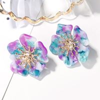 Sweet Flower Stud Earrings Women Acetate Small Fresh Petal Earrings Flower Earrings sku image 4