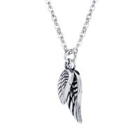 Hot Sale Men's Feather Necklace Hip-hop Trend Titanium Steel Angel Wings Necklace Wholesale sku image 2
