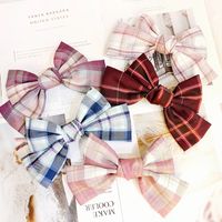 Big Bowknot Clip Kopf Bedeckung Satin Karierte Haarnadel Koreanische Internet-berühmtheit Jk Hinterkopf Mädchen Super Fairy Haarschmuck main image 4