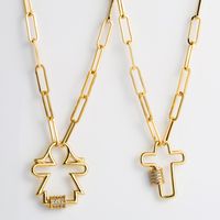Fashion New Clavicle Chain Punk Style Cross Pendant Necklace Ladies Brass Micro Inlaid Zircon Ba Ancient Chain Nihaojewelry Wholesale main image 1