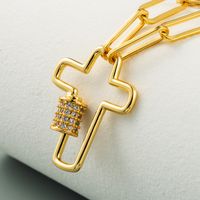 Fashion New Clavicle Chain Punk Style Cross Pendant Necklace Ladies Brass Micro Inlaid Zircon Ba Ancient Chain Nihaojewelry Wholesale main image 3
