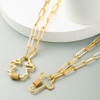 Fashion New Clavicle Chain Punk Style Cross Pendant Necklace Ladies Brass Micro Inlaid Zircon Ba Ancient Chain Nihaojewelry Wholesale main image 5