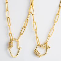 Fashion New  Punk Hip Hop Copper Inlaid Zircon Plated Real Gold Thick Chain Fine Clavicle Chain Necklace Nihaojewelry Wholesale main image 1