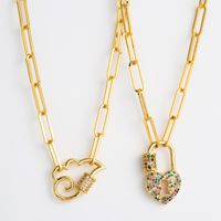 New Exquisite Fashion Punk Hip-hop Style Pendant Necklace Brass Micro Inlaid Zircon Ba Ancient Chain main image 2