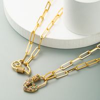 New Exquisite Fashion Punk Hip-hop Style Pendant Necklace Brass Micro Inlaid Zircon Ba Ancient Chain main image 5