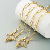 Fashion New  Hip-hop Punk Star Pendant Necklace Copper Inlaid Zircon Bagu Chain Color Necklace Nihaojewelry Wholesale main image 4