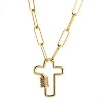Fashion New Clavicle Chain Punk Style Cross Pendant Necklace Ladies Brass Micro Inlaid Zircon Ba Ancient Chain Nihaojewelry Wholesale sku image 1