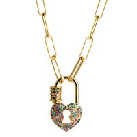 New Exquisite Fashion Punk Hip-hop Style Pendant Necklace Brass Micro Inlaid Zircon Ba Ancient Chain sku image 2
