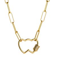 Hip-hop Punk Love Heart Pendant Necklace Personalized Bagu Chain Micro-set Color Necklace Nihaojewelry Wholesale sku image 2