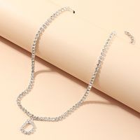 Fashion New Popular Wild 26 English Alphabet Necklace Full Diamond Choker Necklace Nihaojewelry Wholesale sku image 2