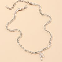 Fashion New Popular Wild 26 English Alphabet Necklace Full Diamond Choker Necklace Nihaojewelry Wholesale sku image 21