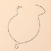 Fashion New Popular Wild 26 English Alphabet Necklace Full Diamond Choker Necklace Nihaojewelry Wholesale sku image 3