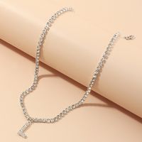 Fashion New Popular Wild 26 English Alphabet Necklace Full Diamond Choker Necklace Nihaojewelry Wholesale sku image 13