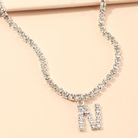 Fashion New Popular Wild 26 English Alphabet Necklace Full Diamond Choker Necklace Nihaojewelry Wholesale sku image 15