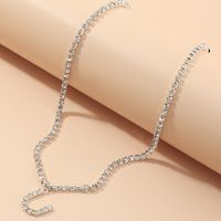 Fashion New Popular Wild 26 English Alphabet Necklace Full Diamond Choker Necklace Nihaojewelry Wholesale sku image 20