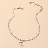 Fashion New Popular Wild 26 English Alphabet Necklace Full Diamond Choker Necklace Nihaojewelry Wholesale sku image 6