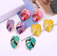 Fashion Metal Wild Contrast Color Maple Temperament Exaggerated Earrings Wholesale Nihaojewelry main image 1