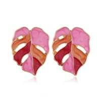 Fashion Metal Wild Contrast Color Maple Temperament Exaggerated Earrings Wholesale Nihaojewelry main image 3