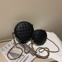 New Fashion Simple  Trend Fashion Rhombus Chain  Shoulder Messenger Small Round Bag Wholesale main image 6