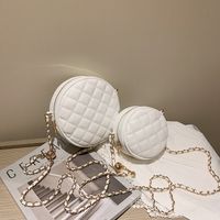 New Fashion Simple  Trend Fashion Rhombus Chain  Shoulder Messenger Small Round Bag Wholesale main image 5