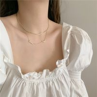 Korean Titanium Steel Gold-plated Double Layered With Love Letters Short Clavicle Chain Necklace Wholesale Nihaojewelry main image 3