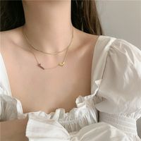 Korean Titanium Steel Gold-plated Double Layered With Love Letters Short Clavicle Chain Necklace Wholesale Nihaojewelry main image 4