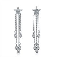 Korean Fashion New Five-pointed Star Tassel Zircon Sterling Silver Needle Earrings Wholesale Nihaojewelry main image 1