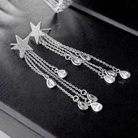 Korean Fashion New Five-pointed Star Tassel Zircon Sterling Silver Needle Earrings Wholesale Nihaojewelry main image 3