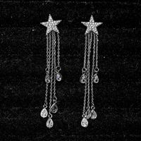 Korean Fashion New Five-pointed Star Tassel Zircon Sterling Silver Needle Earrings Wholesale Nihaojewelry main image 5